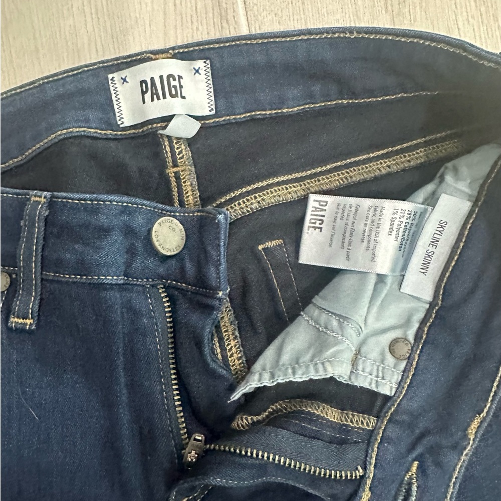 Paige Skyline Skinny Dark Blue Denim Jeans